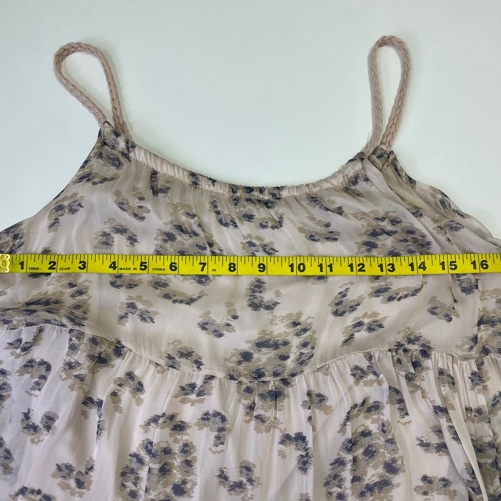 Elena Baldi Italy Silk Blend Tiered Maxi Dress Beige Blue Print Small - Picture 14 of 15